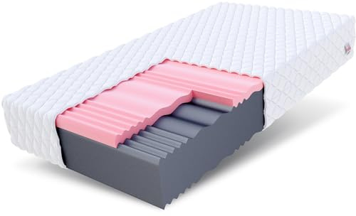 FDM Matratze 120x200 cm Härtegrad H3 H4 Höhe 14 cm Kaltschaummatratze HR-Schaum Visco-Schaum 7 Komfortzonen mit Hypoallergenem Waschbarem Jersey Bezug Oeko-Tex Select