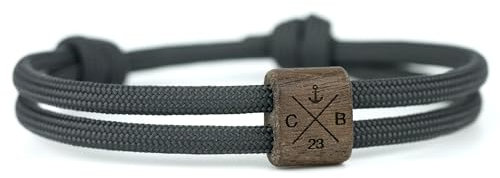 KOMIMAR Holz HUA MUA Armband in vielen Farben - Personalisiert Initialen persönliche Gravur Glücksbringer Geschenkidee Treibholz Gravurarmband Familienarmband