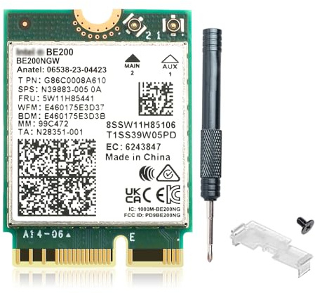 WiFi 7 BE200 Wireless Card,for Intel BE200NGW 5800Mbps M.2 NGFF Network, 802.11BE Tri-Band 6G/5GHz/2.4GHz,WPA3,Bluetooth 5.4,Wi-Fi7 for Laptop Desktop,Compatible with Windows 10/11, Not Support AMD