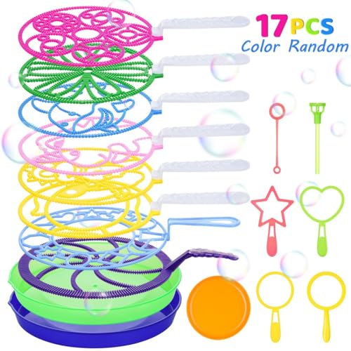 Joyibay Seifenblasen Set, 17 Stücke Seifenblasen Blase Zauberstab Einstellen Seifenblasen für Indoor und Outdoor Bubble Maker Spiele, Perfekt für Partys, Hochzeit