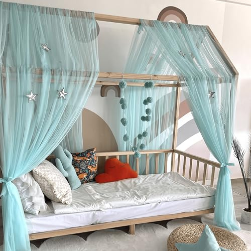 Baby Fancyroom Ciel de lit de maison, ciel de lit, ciel de lit, décoration pour chambre d'enfant, lit d'enfant, baldaquin, guirlande de pompons en tulle de qualité supérieure pour lit de maison (380