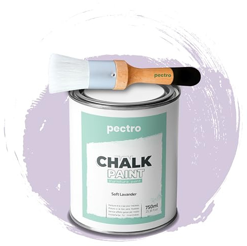 PECTRO Chalk Paint for Furniture 750ml + special Wood Brush Pack - Furniture Paint without sanding - Wood Piant - Effect Chalk Colors (Soft Lavander)