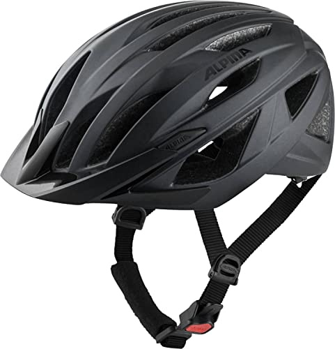 ALPINA PARANA, black matt, 51-56 cm, säker cykelhjälm för damer och herrar, individuellt anpassningsbar