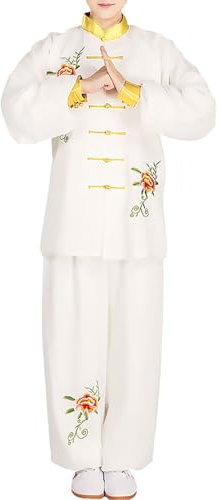 Rubruan Tai Chi Unisex Trainingsanzug – Traditionelle Chinesische Kampfkunst Taiji Kung Fu Wing Chun Wushu Frühling Sommer Training Performance Langarm Uniform Stickerei Anzug für Damen Herren