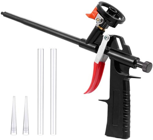 Foam Gun, Professional Expanding Foam Gun, Heavy Pu Foaming Gun,with 2 Hoses and 2 Nozzles, Spray Application Applicator for Caulking Filling Insulation Sealing DIY