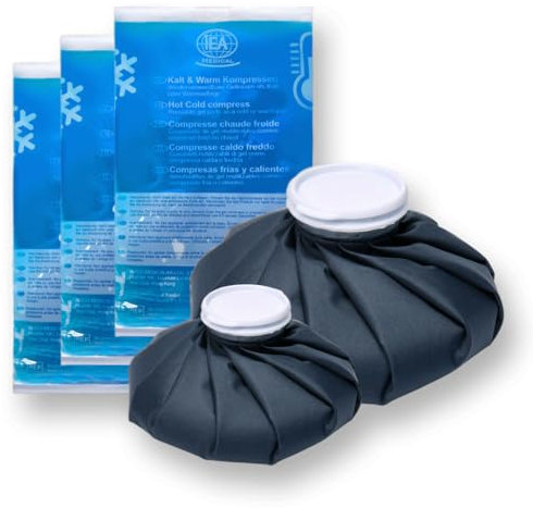 IEA Medical Bundle: impacchi freddi caldi 12 x 20 cm e set di sacchetti per ghiaccio, compresse refrigeranti e compresse termiche per alleviare il dolore, terapia fredda e terapia termica