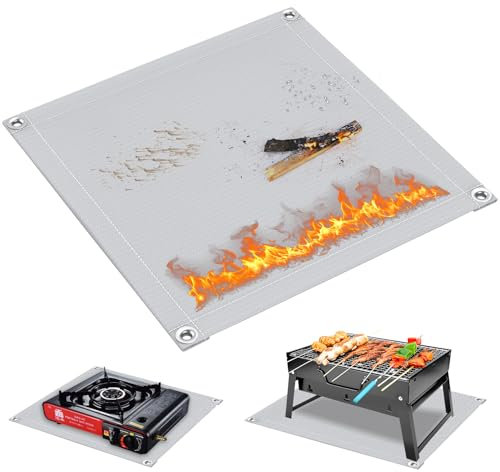 Pawfly Tapis de gril pour gril d'extérieur, 47 cm x 47 cm Tapis de gril ignifuge,anti-salissures BBQ Tapis, Protecteur de barbecue imperméable à l'eau pour les pelouses extérieures, et les patios