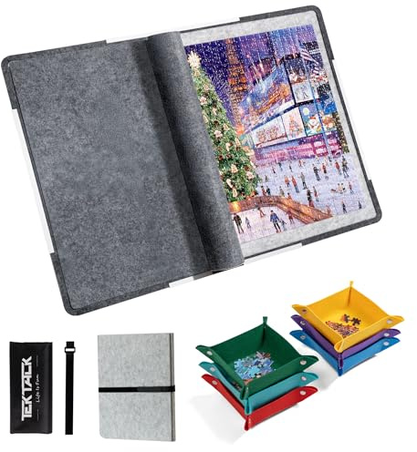 Tektalk Faltbare Puzzle-Board, Filz-Puzzlematte mit Rutschfester Oberfläche und 6 farbigen Sortierbehältern, tragbare Puzzle-Aufbewahrung / -Schutz, für pp bis 1000 Teile