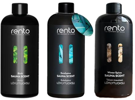 Rento Aromes pour Sauna Eucalyptus, Bouleau et Winter Spices 3x400ml
