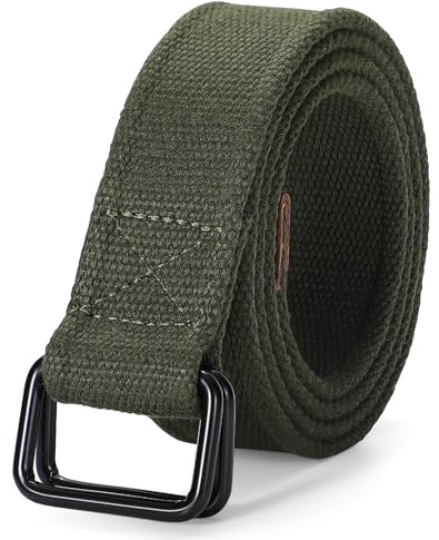 VONMELLI Cintura Canvas in Tela Web Cintura Uomo Casual Panno Cinture per Uomo Donna con Fibbia a Doppio Anello Verde M