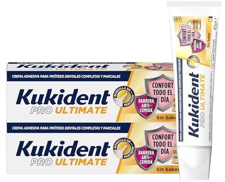 Kukident Pro Ultimate Crema Adhesiva Para Prótesis Dentales Completas Y Parciales Sin Sabor - 2x40 g