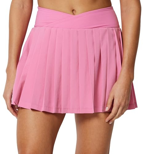 Amazon Essentials Gonna da Tennis Plissettata in Tessuto Elasticizzato ad Alte Prestazioni con Pantaloncini Integrati e Tasche Donna, Rosa, L