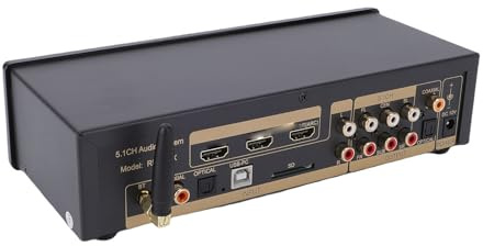 Tonysa 5.1 Ljudavkodare, DAC -omvandlare med HDMI Arc/Optical/Coaxial/USB, DTS DECODER Till 5.1CH Bluetooth5.0 -mottagare för Hemmabio -TV (Black)