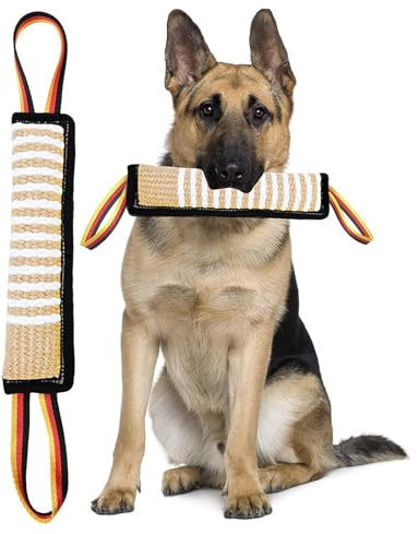 Lepidi Juguete para remolcar Perros, Salchicha para Morder de Yute, Juguete para Perros Indestructible Mordedor, Salchicha Mordida para Perros on 2 Asas Juguete, para Perros Medianos a Grandes