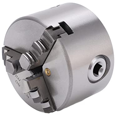 Pssopp Portabrocas de Torno Autocentrante, Hierro y Acero, Diseño de 3 Mordazas, 80 Mm de Diámetro para Usuarios de Tornos de Carpintería y Metal