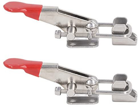 Jelquix Vippklämma Dragspärr, 2st Justerbar Rostfritt Stål 400lbs Kapacitetssats med Silverröd Finish, Idealisk för Dörrmaskiner Automotive Träbearbetning