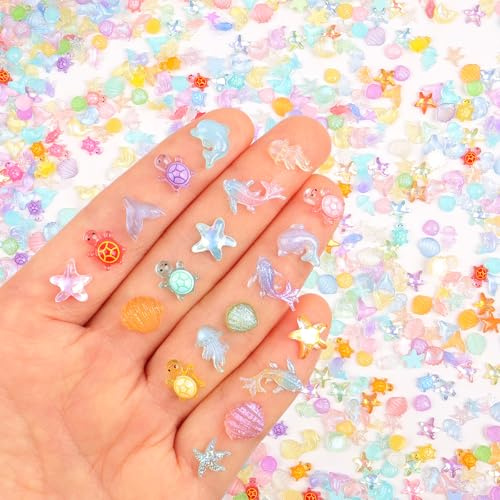 XISHAN 400PCS Luminous Ocean Mini Resin Sea Creature for Crafts Dollhouse Miniatures Mini Animals Plastic Sea Animals Marine Life Bulk for Fairy Garden Aquarium Micro Landscaping Decoration