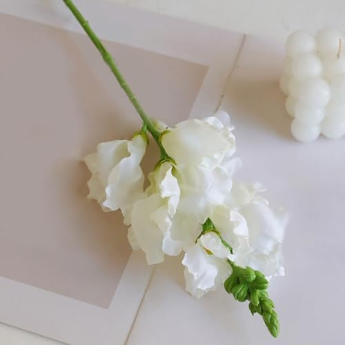 Realistiska konstgjorda hyacintblommor, silkesduk falska blommor med flexibla stjälkar för bröllopsdekor, festmittstycken och blomarrangemang för hemmakontor (vit)