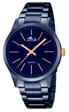 LOTUS Montre Homme Analogique Acier INOX 316L Bleu - Quartz - Verre Minéral Résistant - Étanche 5 ATM Classique 18163/2 Minimalist