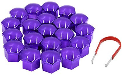 sourcing map 20pcs Purple 17mm Car Wheel Lug Nut Cap Tyre Hub Screw Bolt Dust Cover Protector