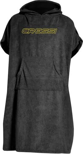 Cressi Poncho Robe, Indumento/Mantello Protettivo Multiuso Uomo, Nero, M/L 85/110 cm