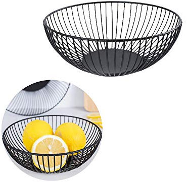 Singeru Nordic Metall Obstkorb Eisen Obstschale Snackteller Gemüse Aufbewahrungskorb Schwarz (klein)