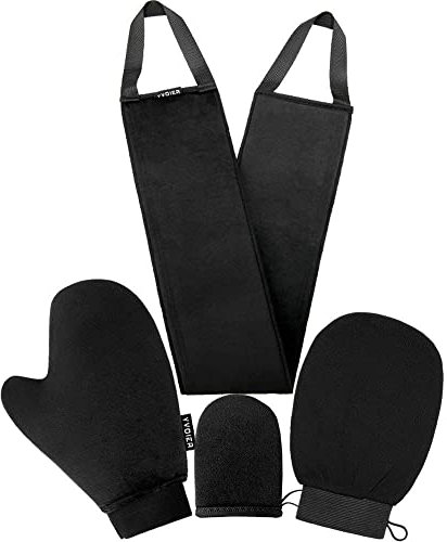 YVOIER Selbstbräuner Handschuh Applikator Kit 4 In 1 Selbst Applikator Set Mit Exfoliating Handschuh, Selbstbräuner Handschuhe, Selbstbräunender Rückenapplikator, Gesichtshandschuh Für Selbstbräuner