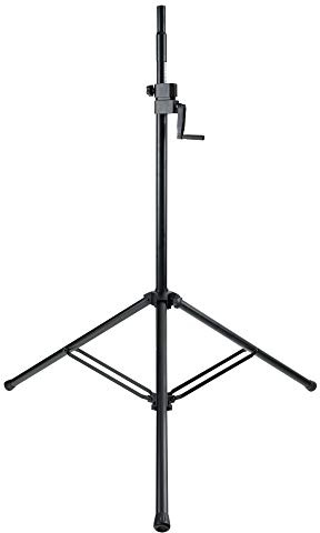 Pronomic SPS-C-10AS Kurbelstativ - Boxenstativ aus Stahl und Aluminium - Bis 2,42 m Länge ausziehbar - Extra große Standfläche mit 1,6 m Durchmesser - Belastbarkeit: max. 80 kg - Schwarz