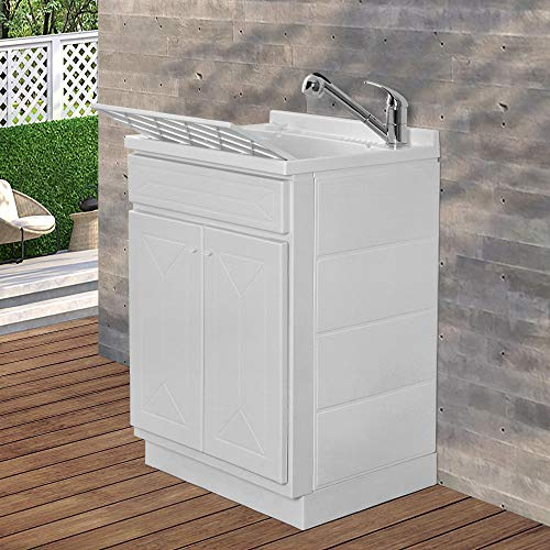Mobile lavatoio in Resina, ideale per esterni e interni, 45x50-50x50-45x60-60x50-60x60, COMPLETO di asse lavaggio e kit sifone + piletta (60x50)