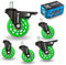 XDominuz Silentio - Ruedas para Silla de Oficina de Goma - Ruedas Silla Gaming Ultra-Silenciosas con Freno, Set de 5, Perno 11mm, 360° Rotativas, Apto para Parquet y Alfombras - Verde