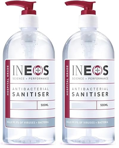 INEOS - Sanitiser Gel (500ml) - Hand Sanitiser - Hospital Grade, Effective against 99.9% of Viruses and Bacteria (Pack of 2)