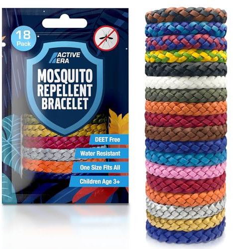 Active Era Bracelet anti-moustique en cuir 18 pièces - Bracelet anti-moustique, formule puissante sans DEET, ingrédients naturels - résistant à l'eau avec 10 jours de protection