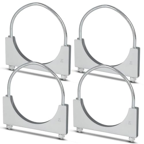 EFUTURETIME 4 x Bügelschellen 127mm Auspuffschellen M8 U Bolt, Rohrschelle mit 8 Mutter, Klemmen für Auspuff, Abgasanlagen