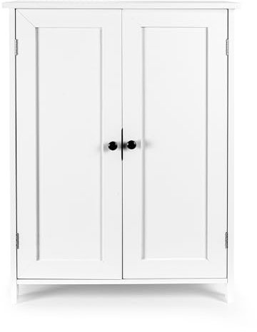 leomark Gabinete Meghan Universal Blanco con Tiradores Negros - Armario Multiusos - Dim: 80 cm (Alto) - Mueble de baño - salón Armario de Almacenamiento - Armario para salón, Cocina, Pasillo