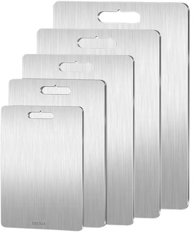 Planche à découper en titane, Planche à découper en acier inoxydable, Planches à découper en titane, Titanium Cutting Board, Planche a Decouper Titane, planche de cuisine antibactérienne, 1