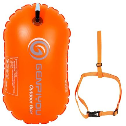 Dubbulon Schwimmboje - Wasserdicht, Aufblasbar, Trockensack, Schwimmer | Ultraleichte Swim Bubble Sicherheitsboje Abschleppwagen Mit Hüftgurt | Für Offenes Wasser, Schwimmen, Triathleten, Kajakfahren