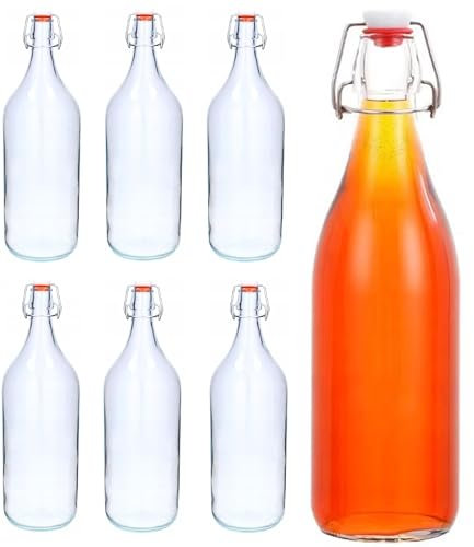 lilawelt24 6x 2L Leere Glasflasche Zum Befüllen | BügelFLASCHE| Likörflaschen Weinflasche |Essig-Öl Flaschen | Schnapsflaschen |Karaffe |Wasserflasche|Milchflasche BÜGELVERSCHLUSS