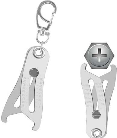 Tragbarer Präziser Gewindegrößenprüfer mit Schlüsselring Gewindeprüfer Gewindegrößenprüfwerkzeug für Präzise Messungen Schnelles Handmesswerkzeug für Muttern und Schrauben in Zoll und Metrisch