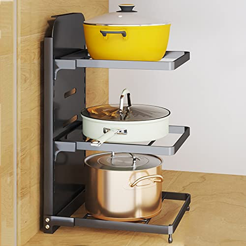 Scaffale organizer per armadio da cucina con ripiano estensibile per riporre sotto il lavello, multiuso per pentole e utensili per piani di lavoro (bianco)