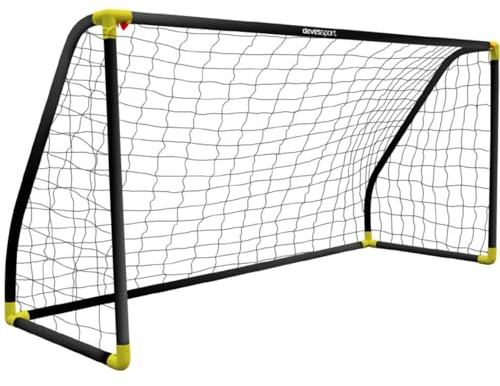 Devessport Portería de Fútbol PVC Negra 180x91x120 cm para Jardín/Entrenamientos/Exterior - Niños y Adultos - Montaje Rápido y Sencillo