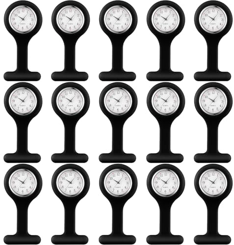 Kenning 15 relojes de enfermera para mujeres y hombres, reloj de enfermera de silicona, reloj de solapa con clip de segunda mano, reloj de enfermería para médico, estudiante, graduación, regalo de