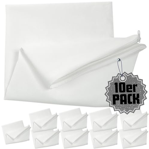 Qooltex Kissen inlett ohne Füllung 20x20 cm 10er Pack Set - 100% Baumwolle mit Reißverschluss - Leere Innenkissen Kissenbezug Kissenhülle Weiß - Viele Größen