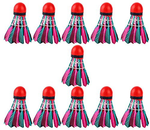 Balles de badminton colorées durables - Accessoire d'entraînement sportif - 11 pièces - Ressort de canard de qualité supérieure - Performance de vol stable pour l'entraînement - Jeu décontracté