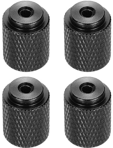MECCANIXITY 4pcs Knurled Thumb Nut, M3 12mm OD 16mm Height 6061 Anodized Aluminium Alloy Hand Screw Nut, Metal Chassis Screw for Machinery, DIY Assembly, Electronics, Bright Black