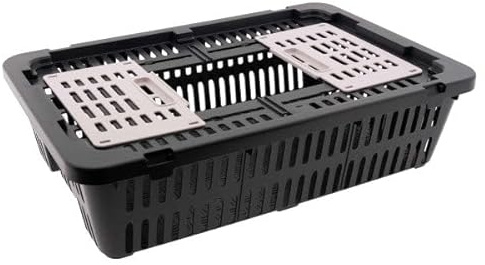 Transport Coop for Quail & Pigeon – Black – Durable Plastic Poultry Carrier with Secure Locking Lid & Ventilation – Lightweight, Stackable, Easy-Clean Crate for Safe Bird Transport