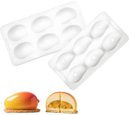 QIUMING Molde de silicona con forma de frutas fresa de mousse de silicona Molde para Tarta de Mango fácil de desmoldar Moldes de Chocolate postres pudín Pastel Mousse para Navidad (Mango)