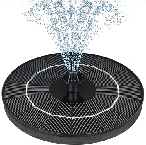 Mademax uppgraderad solcellsdriven solfontän med 4 enkla installationsmunstycken och fixerare, fontänpump för fågelbad, trädgård, damm, pool, fiskbehållare, utomhus