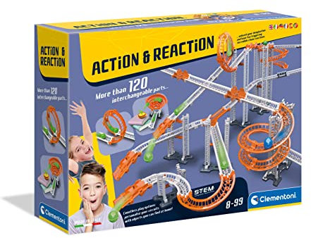 Clementoni 97856 Galileo Build – Action & Reaction Mega Set, Kugelbahn zum Zusammenbauen, Bausatz für Murmelspiel, Konstruktionsspielzeug für Kinder ab 8 Jahren Amazon Exclusive