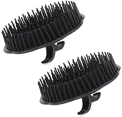 Segbeauty 2pcs Masseur de Cuir Chevelu Brosse de Shampooing, Brosse de Massage de Shampooing Peigne de Douche Floral pour Cheveux, Pinceau à Barbe Brosses de Animaux de Compagnie - Noir