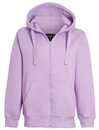 Imporio 11 Enkel överdimensionerad huvtröja för kvinnor, topp med dragkedja, huvtröja, tröja, topp, jumper, fleecejacka, huvtröjor UK 8-24, Lila is, 40-42